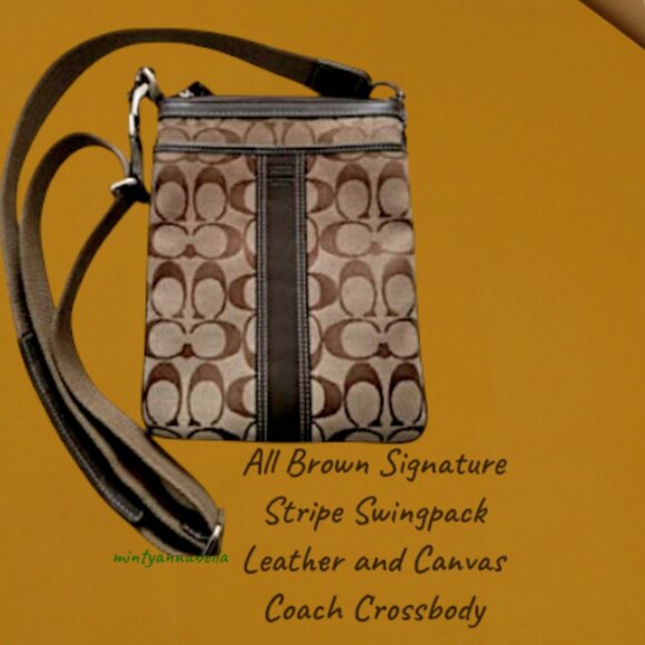 Coach Signature Crossbody in All Brown Leather and Canvas (6016) - Picture 1 of 16
